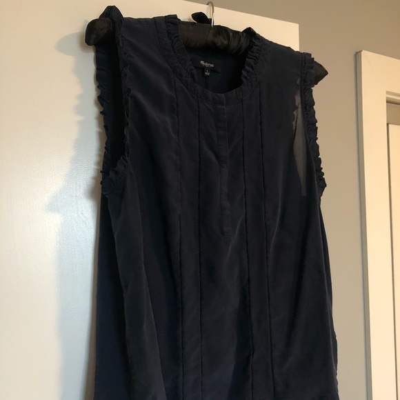 Madewell Tops - Navy Madewell Ruffle Sleeve Blouse